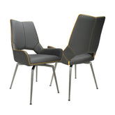 Toledo Leather Effect Grey Dining Chair - Set of 4 - Pendle Village Furniture