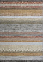 Galleria Stripe Beige Brown Rust Geometric Rug - Pendle Village Furniture
