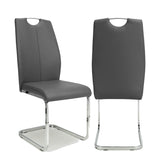 Toledo Leather Effect Grey Dining Chair - Set of 4 - Pendle Village Furniture