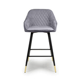 Monroe Grey Velvet Bar Stools with Gold Foot tip