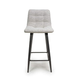Grey Boucle Bar Stools with Black legs - Pendle Village Furniture