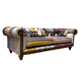 Oswald & Pablo Cotswold Patchwork 3 Seater Chesterfield Sofa - Pendle Village Furniture