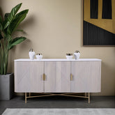 Valencia Marble Mango Wood 3 Door Sideboard - Pendle Village Furniture