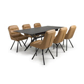 Pinnacle Extendable Black Dining Table with 6 Burnham Swivel Chairs - Pendle Village Furniture