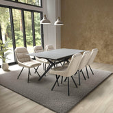Pinnacle Extendable Granite Dining Table with 6 Burnham Swivel Chairs - Pendle Village Furniture