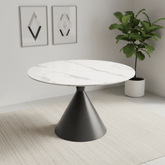 Alessio White Gloss Marble Effect Extending Round Dining Table