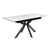 Amari 160 - 200cm Gloss White Marble Ceramic Extending Dining Table - Pendle Village Furniture