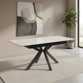 Amari 160-200cm Gloss White Marble Ceramic Extending Dining Table