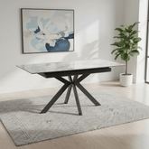 Amari 130-170cm Gloss White Marble Ceramic Extending Dining Table