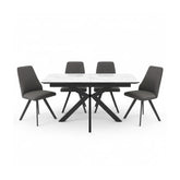 Amari 160–200cm White Ceramic Extending Dining Table with Athens Chairs - Pendle Village Furniture