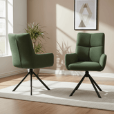 Aldo Swivel Fabric Green Dining Chair with Black Legs - Lifestyle