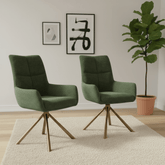 Aldo Swivel Fabric Green Dining Chair with Bronze Legs – Green Set of 4,6 or 8