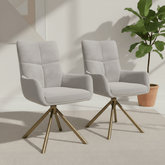 Braxton Swivel Fabric Pewter Dining Chair with Bronze Legs – Pewter Set of 4,6 or 8