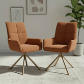 Aldo Swivel Fabric Rust Dining Chair with Bronze Legs – Rust Set of 4,6 or 8
