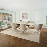 Modern dining room with Alessia travertine effect ceramic extending dining table with Chairs Set