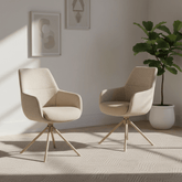 Alessia Natural Tweed Swivel Dining Chair with Pocket Springs - Set of 4,6 or 8