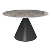 Alessio 130cm High Gloss Dark Grey Ceramic Extending Round Dining Table - Pendle Village Furniture