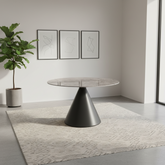 Alessio 130cm High Gloss Dark Grey Ceramic Extending Round Dining Table