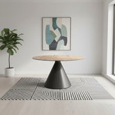 Alessio Oak Effect Ceramic Extending Round Dining Table - 135cm