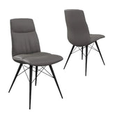Alexa Grey Leather Dining Chairs - Set of 4 - Pendle Village Furniture