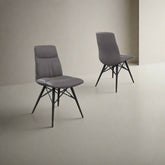 Alexa Grey Leather Dining Chairs - Set of 4 - Pendle Village Furniture