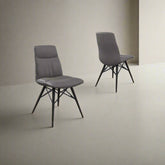 Alexa Grey Leather Dining Chairs - Set of 6 - Pendle Village Furniture