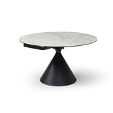 Alonzo White High Gloss Finish Marble Effect Ceramic Dining Table - Pendle Village Furniture