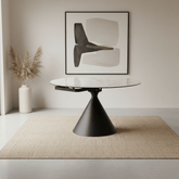 Alonzo White High Gloss Finish Marble Effect Ceramic Dining Table