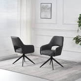 Amani Dark Grey PU Leather Set of 4 Swivel Dining Chairs - Pendle Village Furniture