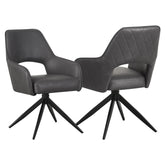 Amani Dark Grey PU Leather Set of 4 Swivel Dining Chairs - Pendle Village Furniture