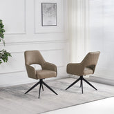 Amani Taupe PU Leather Set of 4 Swivel Dining Chairs - Pendle Village Furniture