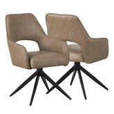 Amani Taupe PU Leather Set of 4 Swivel Dining Chairs - Pendle Village Furniture