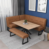 Amari Oak Effect Ceramic Extending Dining Table with Corner Bench Set