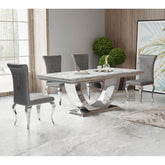 Bentley Grey Marble Dining Table with Nicole Chairs - Pendle Village Furniture