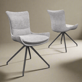 Amber Grey Fabric Swivel Dining Chair with Grey Metal Legs