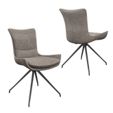 Amber Fabric Mink Swivel Set of 6 Dining Chairs - Pendle Village Furniture