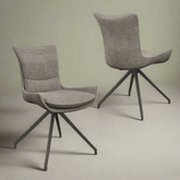 Amber Fabric Mink Swivel Set of 6 Dining Chairs - Pendle Village Furniture