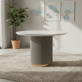 Amiri Round Dining Table with White Marble Top – 120cm