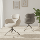 Set of 4 Sirius Beige Fabric Swivel Dining Chairs