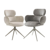 Apollo 200cm Fixed Top Taupe Marble Dining Table with 6 Beige Fabric Swivel Chairs - Pendle Village Furniture