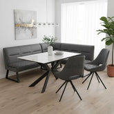 Amari White Sintered Stone Extending Dining Table with Corner Bench - Pendle Village Furniture