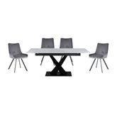 Arctic Small 1.4m Extending Ceramic Dining Table with 4 Valentino Chairs - Pendle Village Furniture