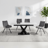 Arctic Small 1.4m Extending Ceramic Dining Table with 4 Valentino Chairs