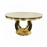 Arianna Gold Round Marble Dining Table - Pendle Village Furniture