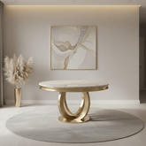 Arianna Gold Round Marble Dining Table