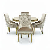 Arianna Round Gold Base Dining Table Set - Pendle Village Furniture