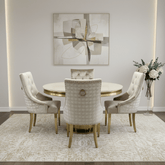 Arianna Round Gold Base Dining Table Set
