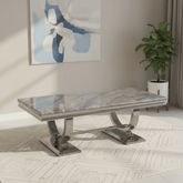 Arianna Light Grey Marble and Chrome Coffee Table