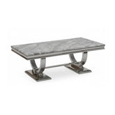 Arianna Light Grey Marble and Chrome Coffee Table - Pendle Village Furniture