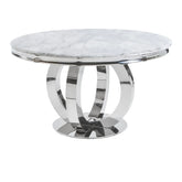 Arianna Round Mix Brown Marble Top Dining Table - Pendle Village Furniture